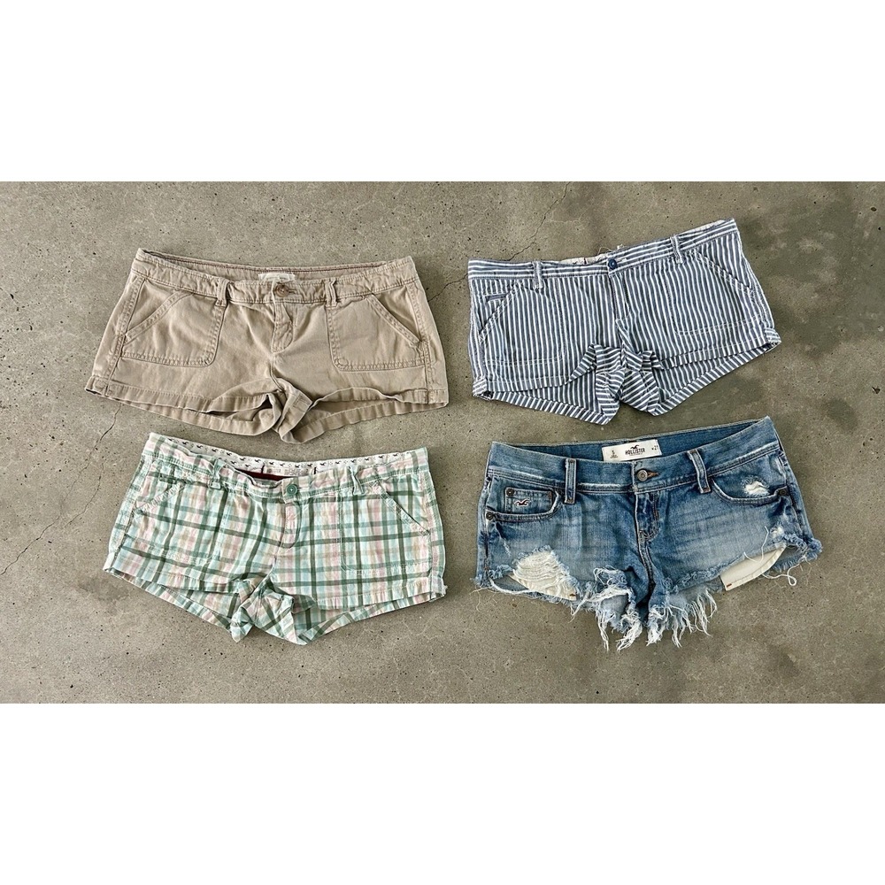 LOT Hollister Denim Jean Shorts Y2K Low Rise Micro Shortie Size 5 & 7